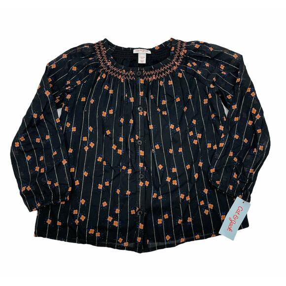 Cat & Jack Black Floral Blouse S(6-6X) - Picture 2 of 7